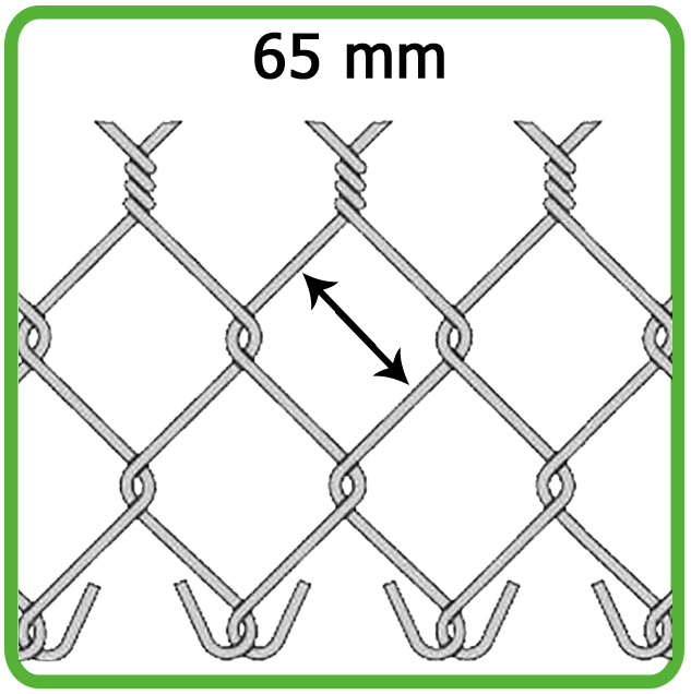 Detail of 65 mm chain link mesh