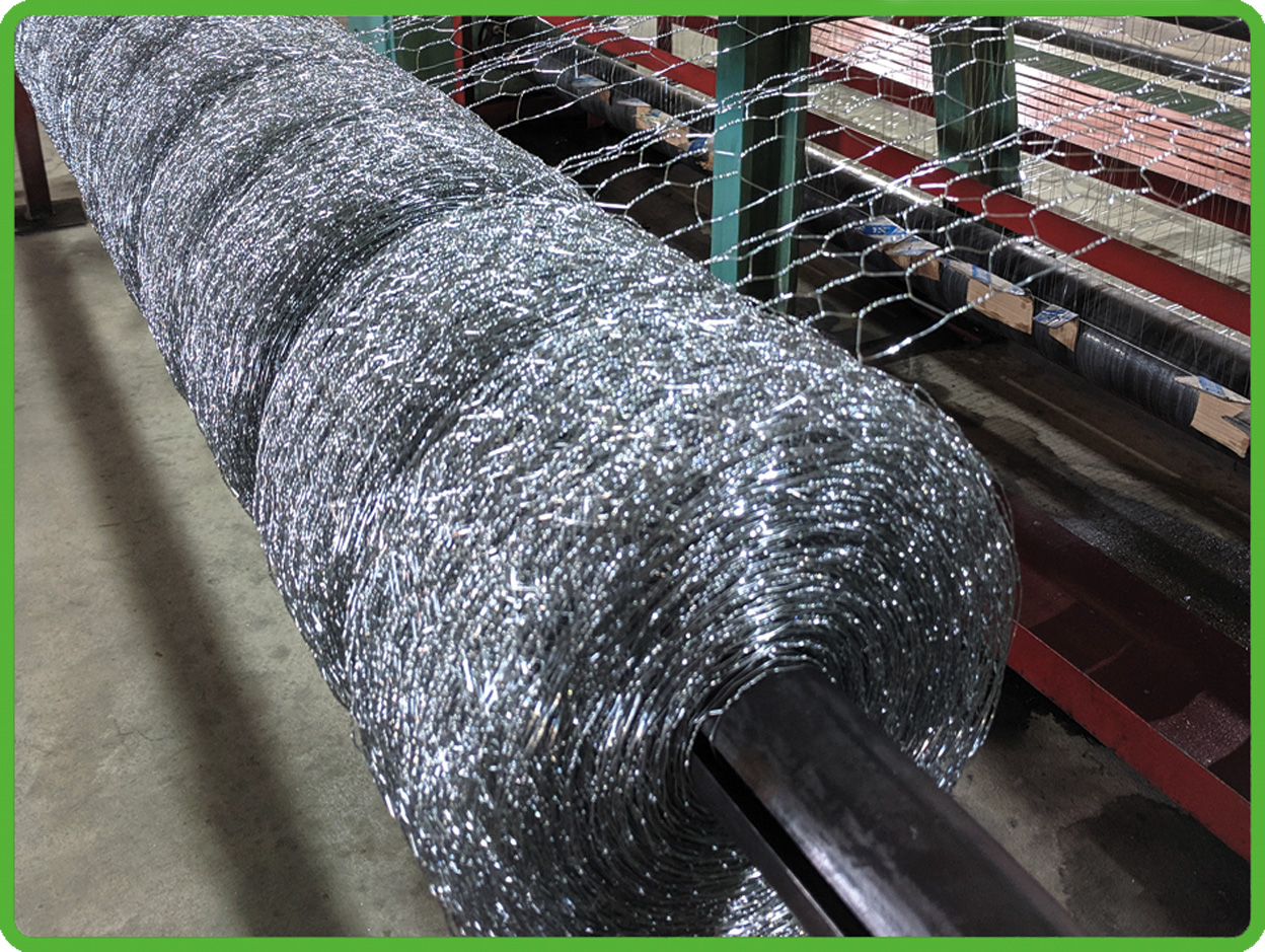 The hexagonal netting machine running at the Mandalay factory