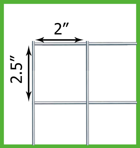 Detail of a 2 inch by 2.5 inch welded mesh panel opening